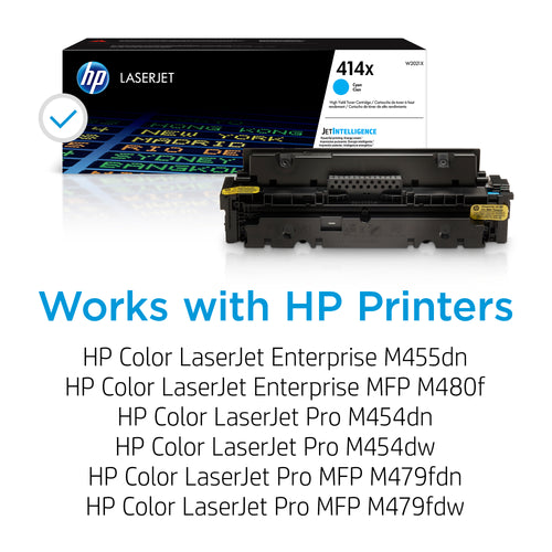 HP 414X (W2021X) High Yield Cyan Original LaserJet Toner Cartridge – Genuine OEM