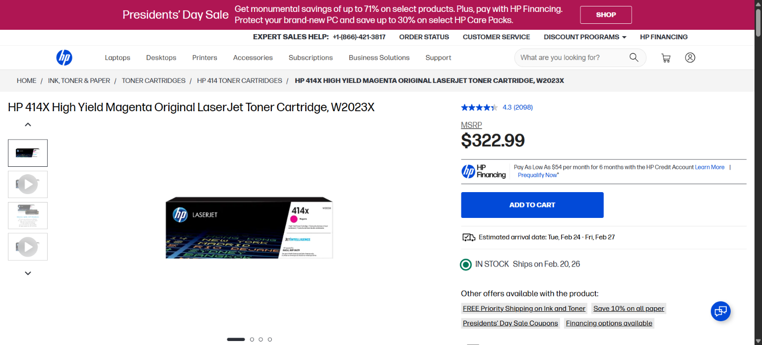 HP 414X (W2023X) High Yield Magenta Original LaserJet Toner Cartridge – Genuine OEM